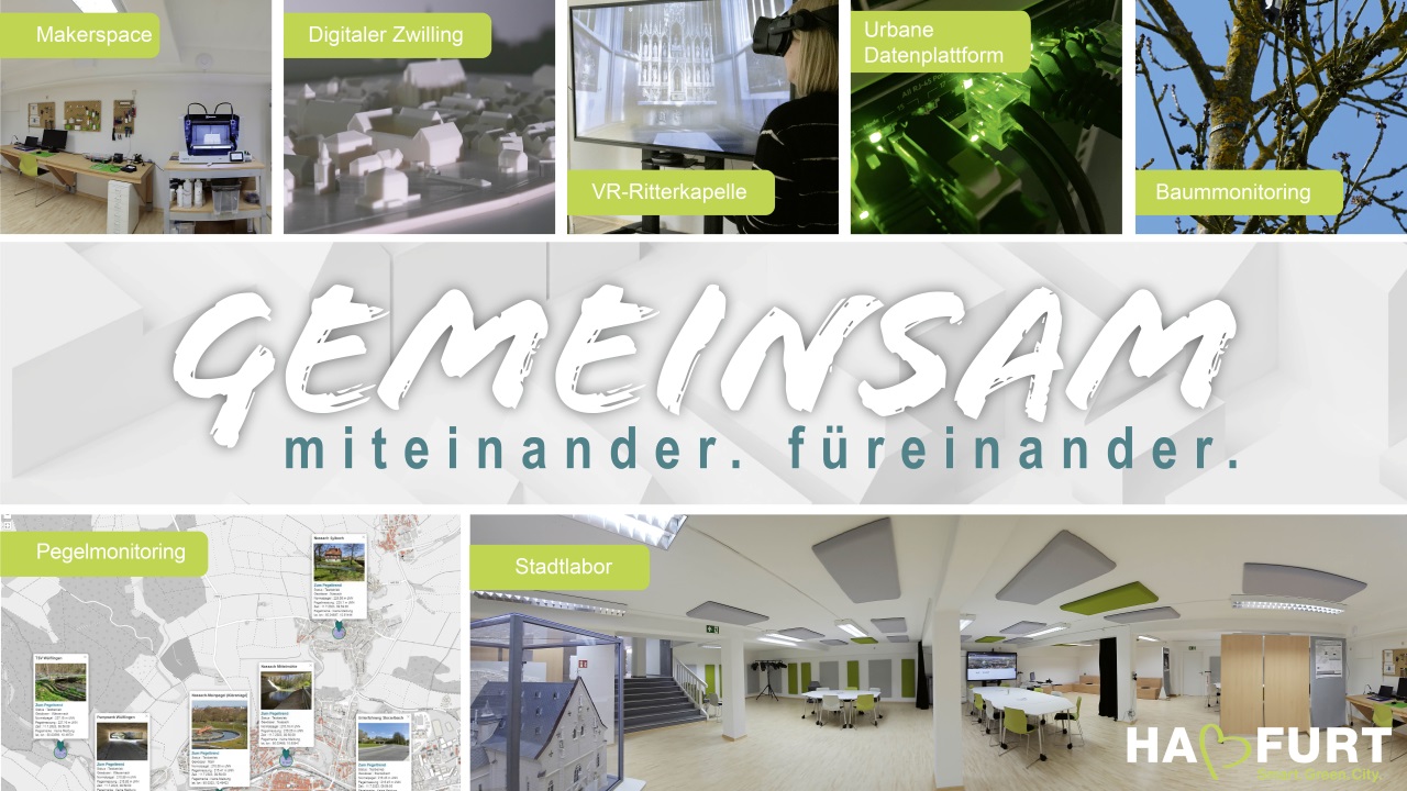 The three keywords 'together', 'with each other' and 'for each other' of the Smart Green City Haßfurt. 