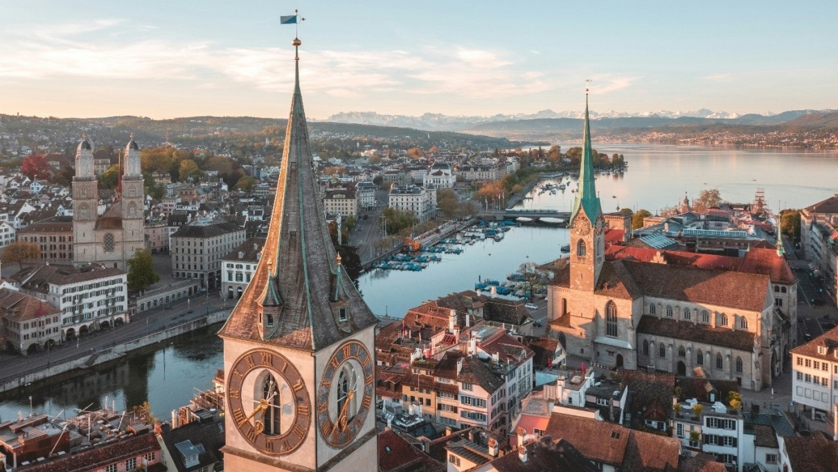 Church towers in the old town of Zurich 