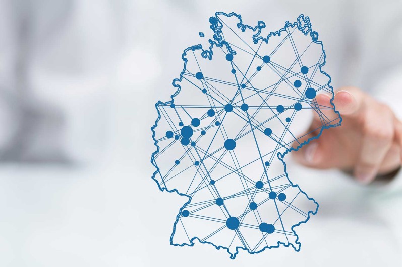 Germany map in 3d. Network. Germany map in 3d. Network.